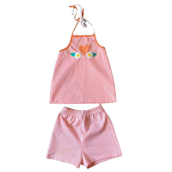 Vintage Carter's Orange White Outfit Set 2 Pieces Top & Short Size 3-12 Months - Picture 1 of 4